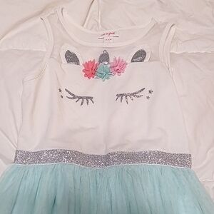 Blue and white unicorn dress size 7/8